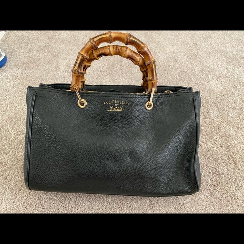 Gucci bamboo handle satchel black